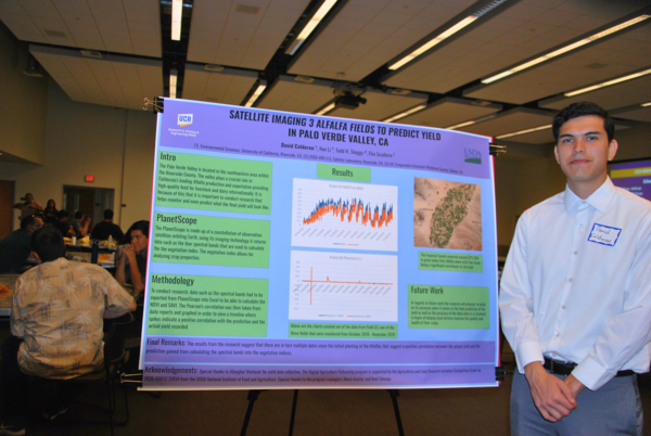 Student poses next to poster at 2024 MSRIP Symposium