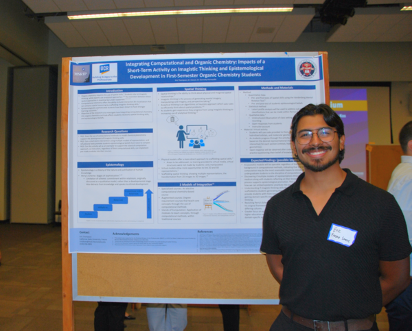 Student poses next to poster at 2024 MSRIP symposium